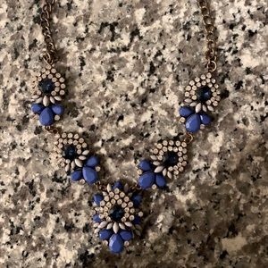 Royal Blue and Silver Jeweled Statement Necklace